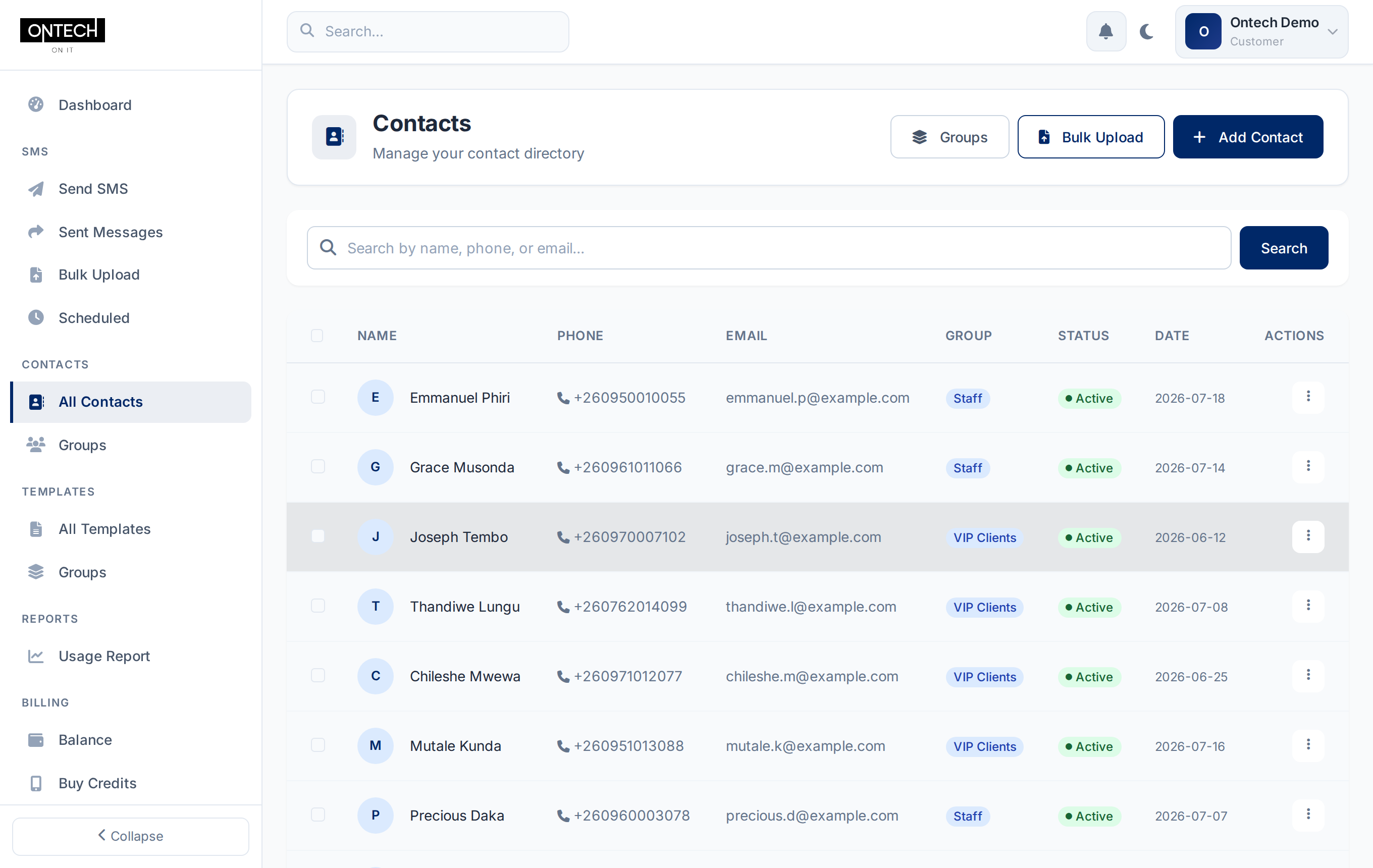 Contacts and groups management